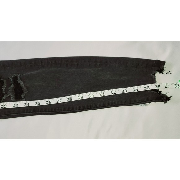 American Eagle Juniors 0 High Rise Skinny Ankle Distressed Acid Black Wash Jeans - Picture 12 of 12